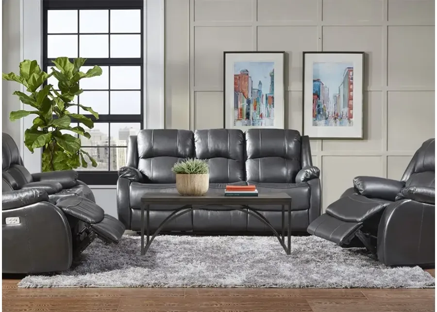 Vallen Gray 2 Pc. Leather Power Living Room W/ Power Headrests