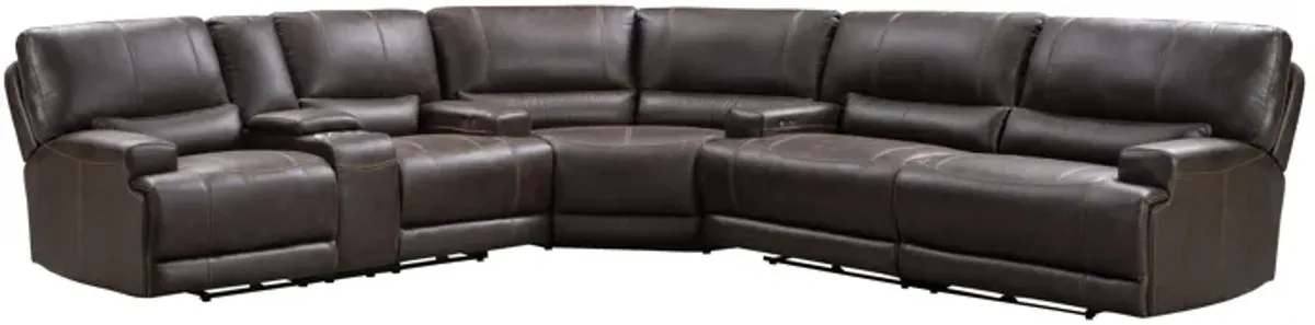 Bowery Brown Fabric 3 Pc. Power Sectional