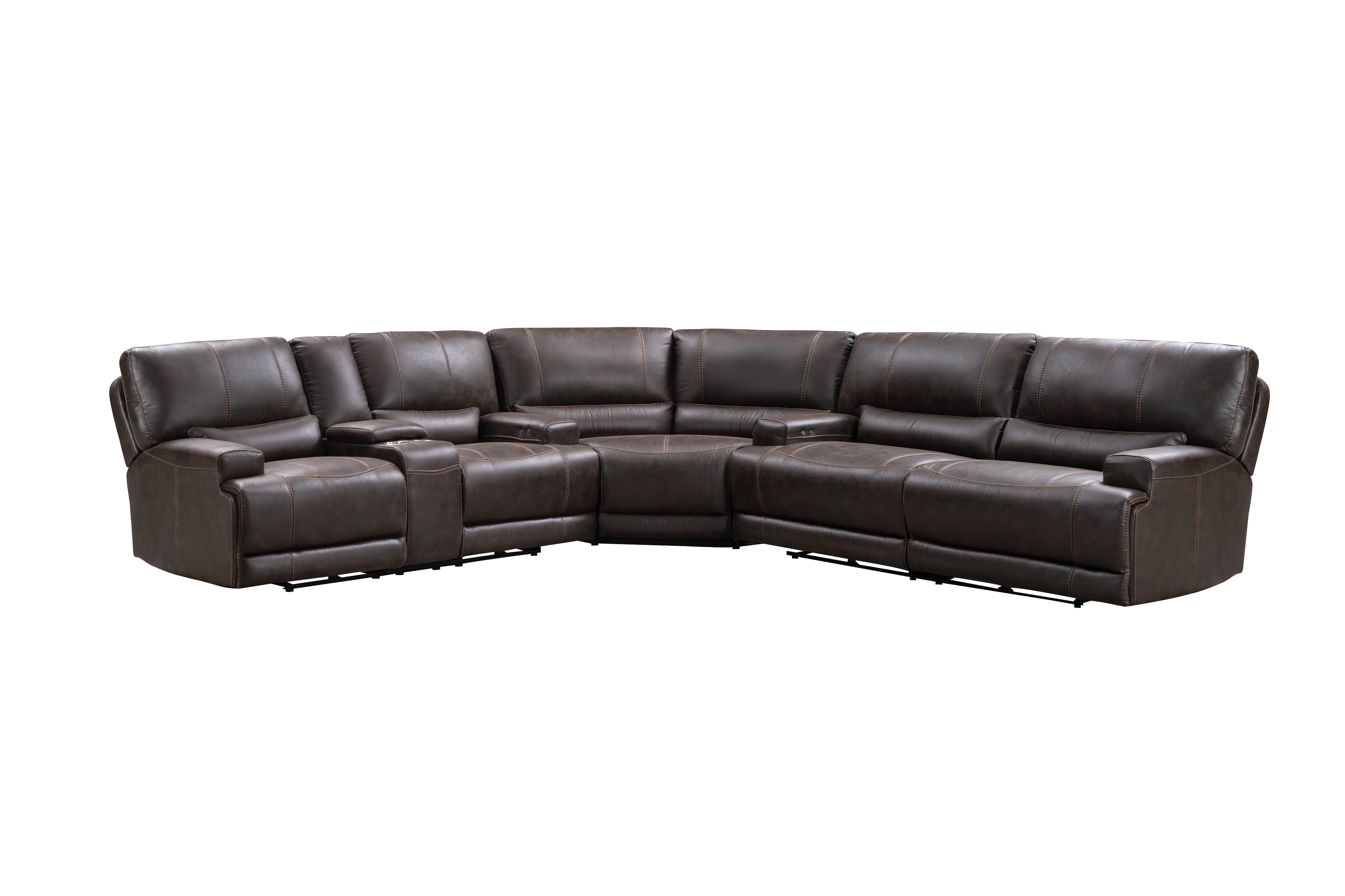 Bowery Brown Fabric 3 Pc. Power Sectional