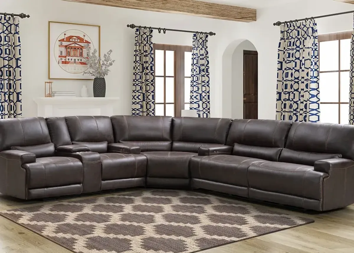 Bowery Brown Fabric 3 Pc. Power Sectional