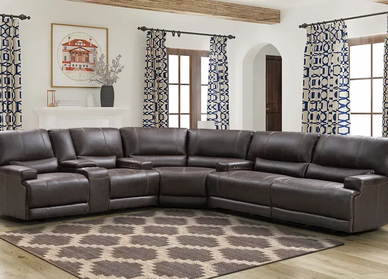 Bowery Brown Fabric 3 Pc. Power Sectional