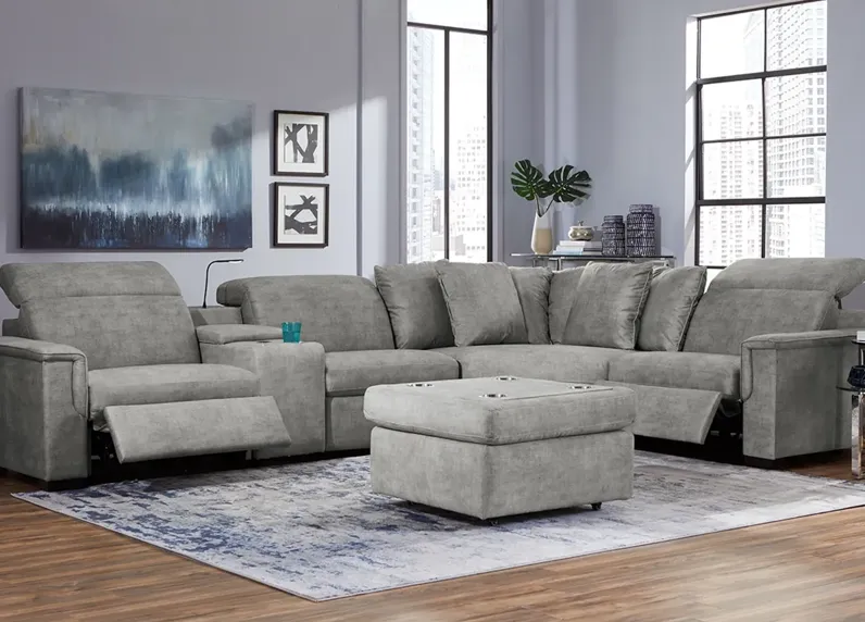 Palmer 5 Pc. Power Sectional W/ Power Headrests & Armless Chair