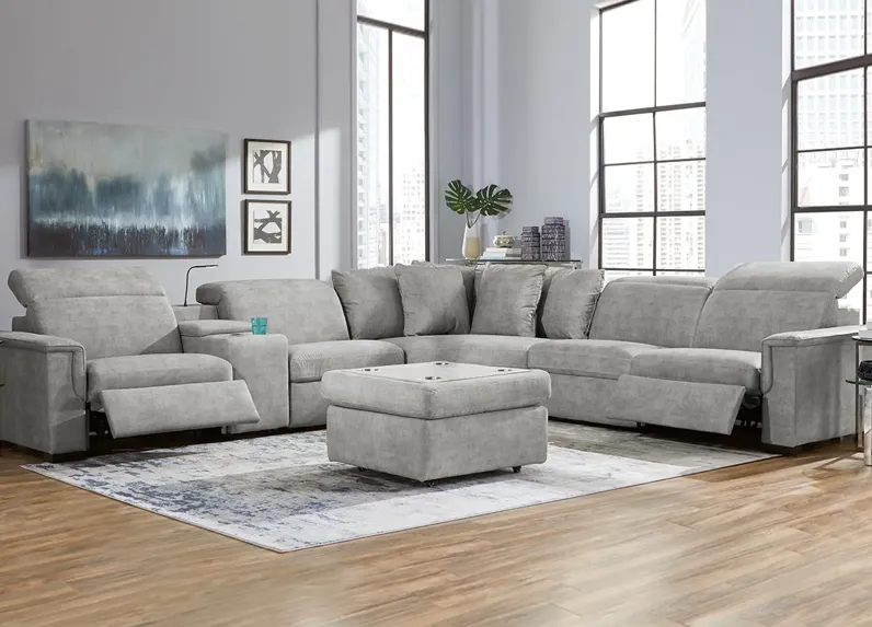 Palmer 6 Pc. Power Sectional W/ Power Headrests & Two Armless Chairs