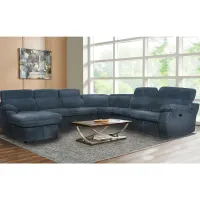 Brooklyn Blue 5 Pc. Power Sectional W/ Adjustable Headrests & Chaise (Reverse)