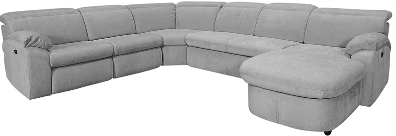 Brooklyn Gray 5 Pc. Power Sectional W/ Adjustable Headrests & Chaise
