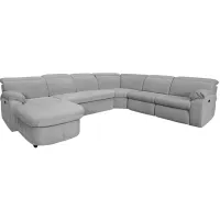 Brooklyn Gray 5 Pc. Power Sectional W/ Adjustable Headrests & Chaise (Reverse)
