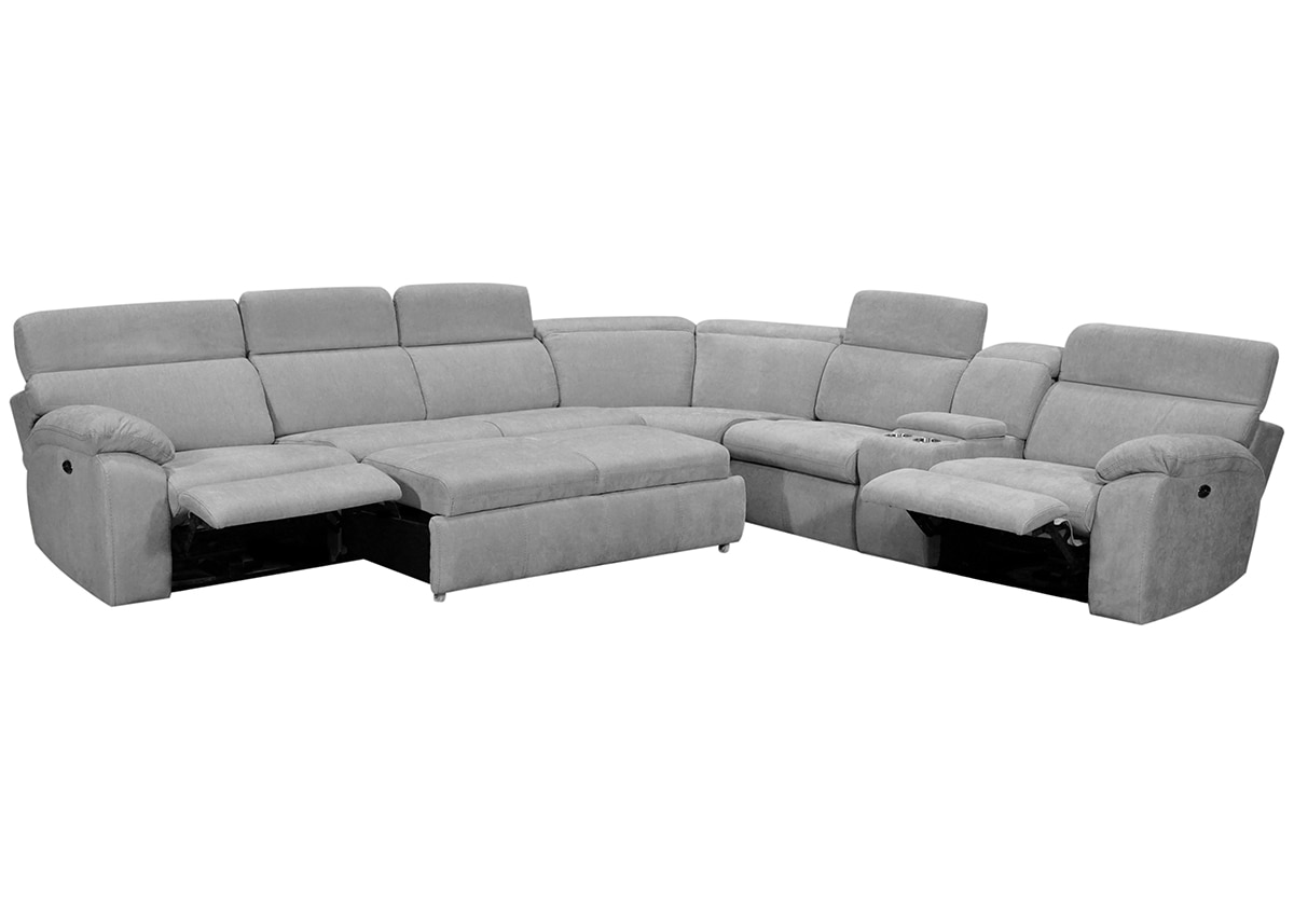 Brooklyn Gray 6 Pc. Power Sectional W/ Adjustable Headrests