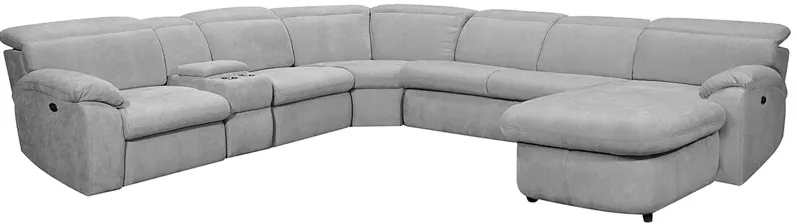Brooklyn Gray 6 Pc. Power Sectional W/ Adjustable Headrests & Chaise