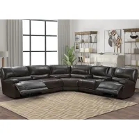 Bowery Chocolate Leather 3 Pc. Power Sectional