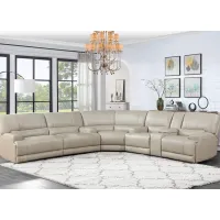 Bowery Taupe Leather 3 Pc. Power Sectional