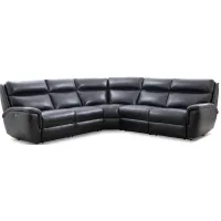 Edgewood Black Leather 5 Pc. Power Sectional W/ Power Headrests & 2 Armless Chairs