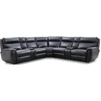 Edgewood Black Leather 7 Pc. Power Sectional W/ Power Headrests