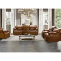 Isaac Brown Leather 2 Pc. Zero Gravity Power Reclining Living Room W/ Power Headrests