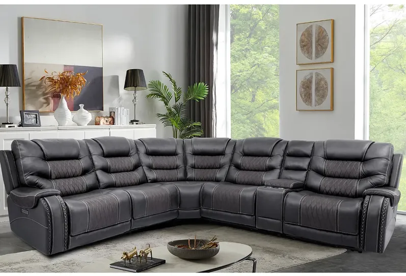 Durango Charcoal 6 Pc. Power Reclining Sectional W/ Power Headrests & 2 Armless Chairs