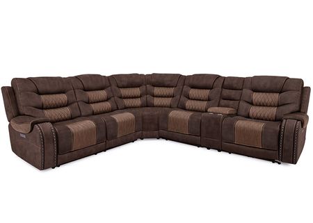Durango Brown 6 Pc. Power Reclining Sectional W/ Power Headrests & 2 Armless Chairs