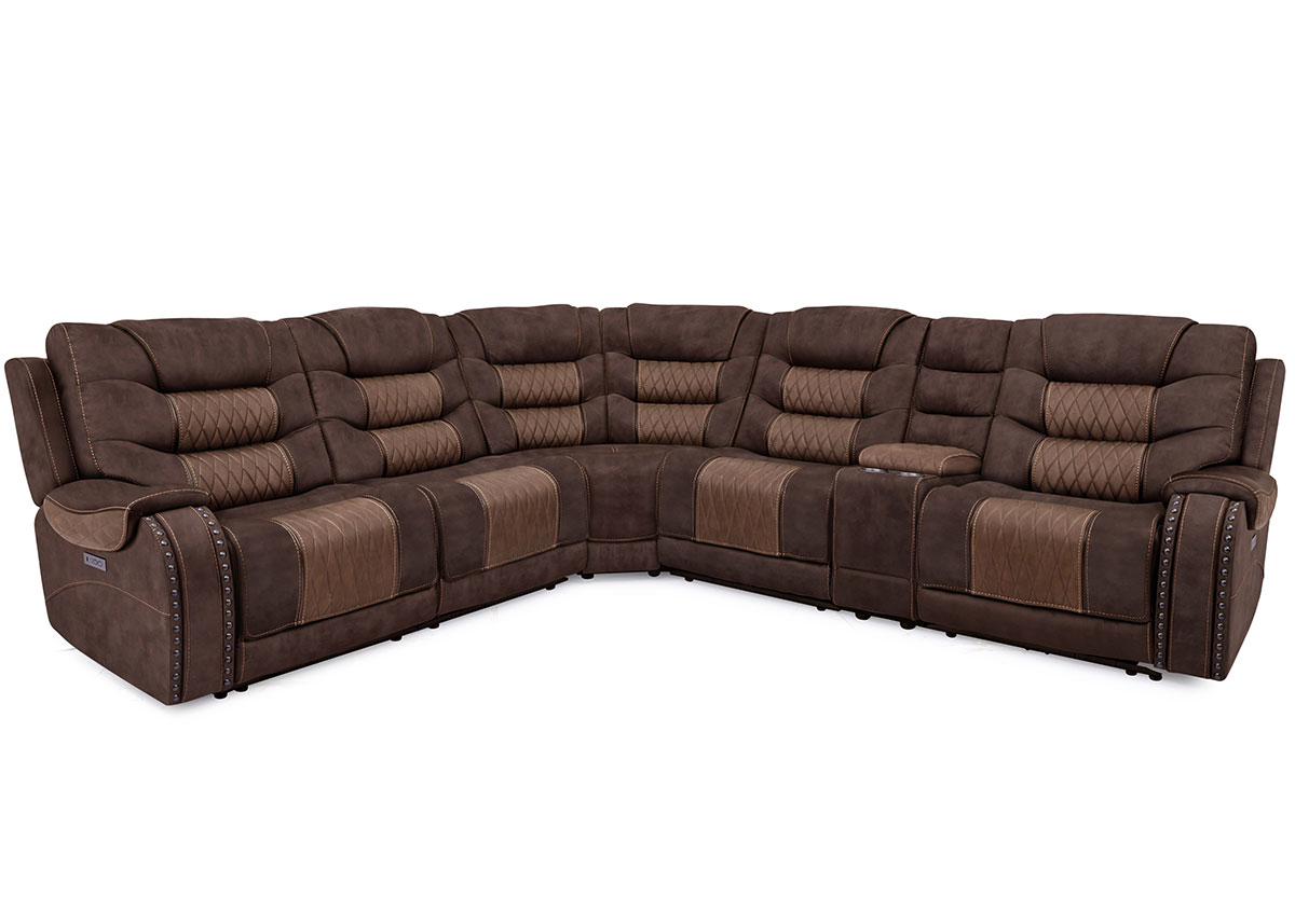 Durango Brown 6 Pc. Power Reclining Sectional W/ Power Headrests