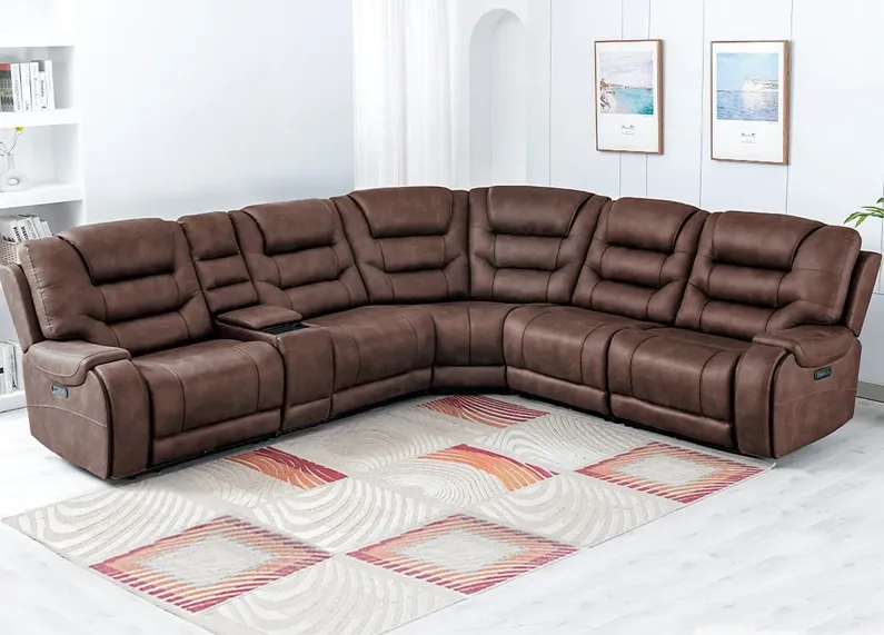 Baxter Brown 6 Pc. Power Reclining Sectional W/ Power Headrests & 2 Armless Chairs