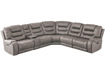 Baxter Gray 6 Pc. Power Reclining Sectional W/ Power Headrests & 2 Armless Chairs