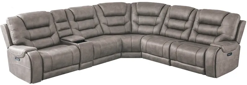 Baxter Gray 6 Pc. Power Reclining Sectional W/ Power Headrests & 2 Armless Chairs