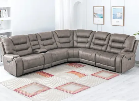 Baxter Gray 6 Pc. Power Reclining Sectional W/ Power Headrests & 2 Armless Chairs