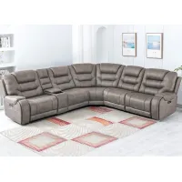 Baxter Gray 6 Pc. Power Reclining Sectional W/ Power Headrests