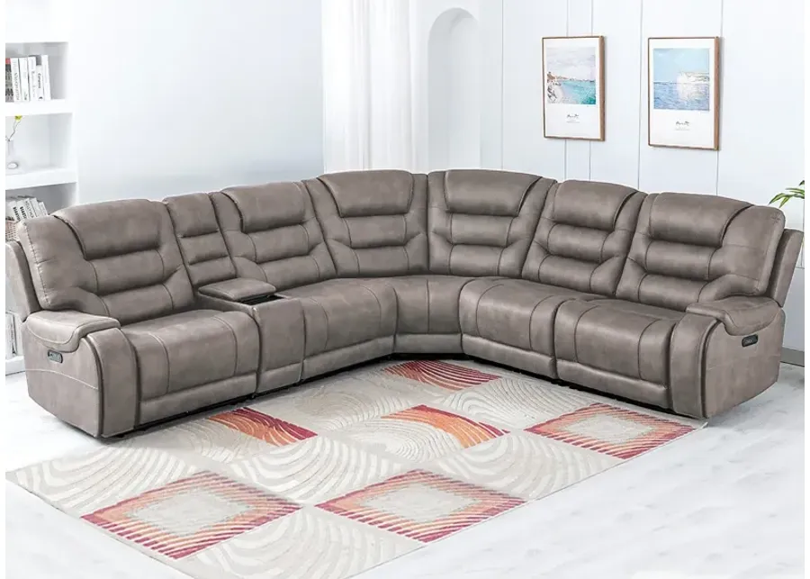 Baxter Gray 6 Pc. Power Reclining Sectional W/ Power Headrests