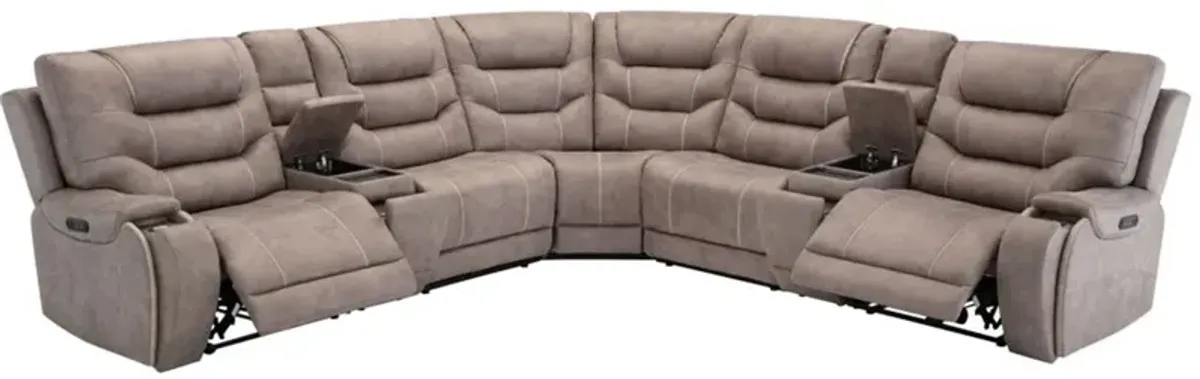 Baxter Gray 7 Pc. Power Reclining Sectional W/ Power Headrests