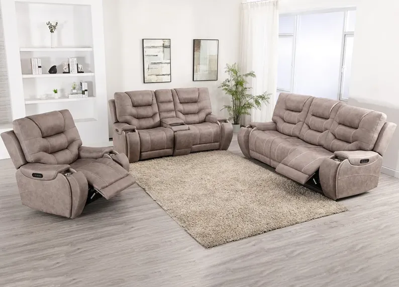 Baxter II Gray 3 Pc. Power Reclining Living Room W/ Power Headrests