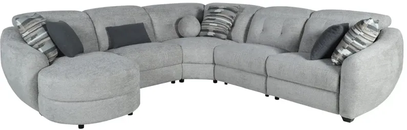 Murray 5 Pc. Power Reclining Sectional W/ Power Headrests Plus 2 Armless Chairs & Chaise (Reverse)
