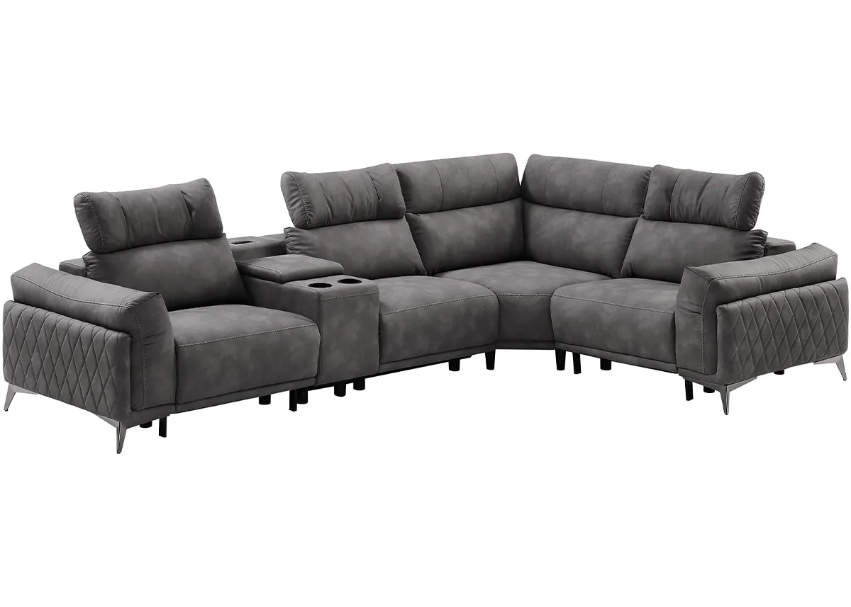 Aura 5 Pc. Power Reclining Sectional W/ Adjustable Headrests