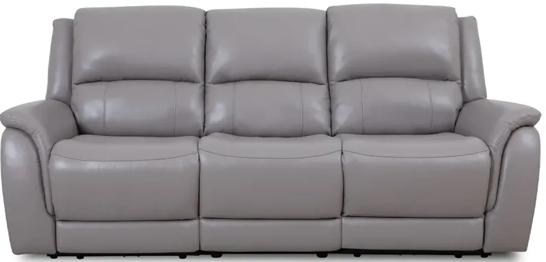 Lithos Gray Leather Power Reclining Sofa