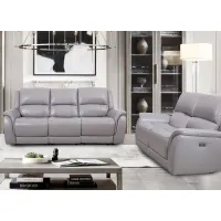 Lithos Gray Leather 2 Pc. Power Reclining Living Room