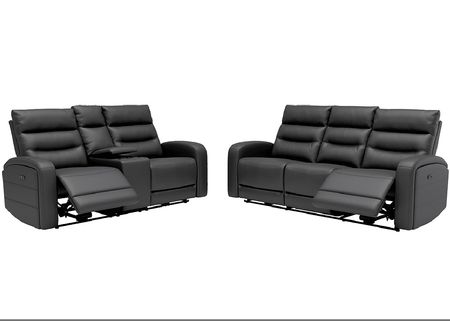 Emerie Black Leather 2 Pc. Power Reclining Living Room W/ Power Headrests