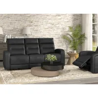 Emerie Black Leather 3 Pc. Power Reclining Living Room W/ Power Headrests