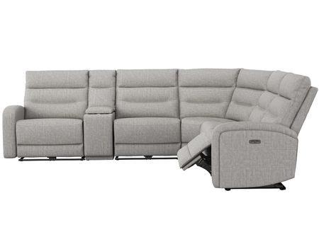 Emerie Gray Fabric 6 Pc. Power Reclining Sectional W/ Power Headrests & 2 Armless Chairs