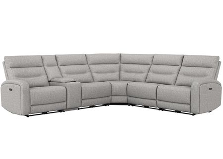 Emerie Gray Fabric 6 Pc. Power Reclining Sectional W/ Power Headrests