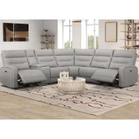 Emerie Gray Fabric 6 Pc. Power Reclining Sectional W/ Power Headrests