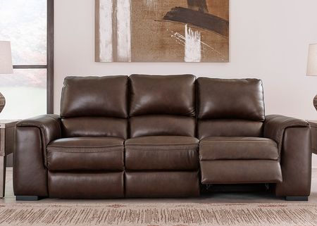 Azriel Brown Leather 2 Pc. Power Reclining Living Room W/ Power Headrests