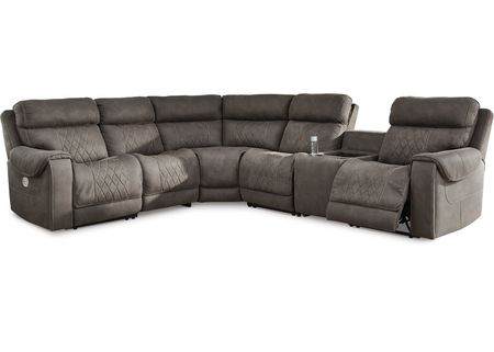 Abadon 6 Pc. Power Reclining Sectional W/ Power Headrests & Two Armless Chairs