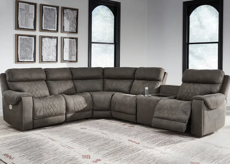 Abadon 6 Pc. Power Reclining Sectional W/ Power Headrests & Two Armless Chairs