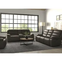 Duke II Brown Leather 2 Pc. Power Reclining Living Room W/ Power Headrests