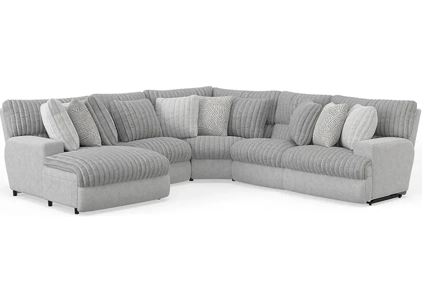 Kayen 5 Pc. Power Reclining Sectional W/ 2 Armless Chairs & Chaise (Reverse)