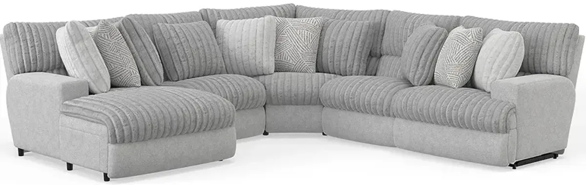 Kayen 5 Pc. Power Reclining Sectional W/ 2 Armless Chairs & Chaise (Reverse)