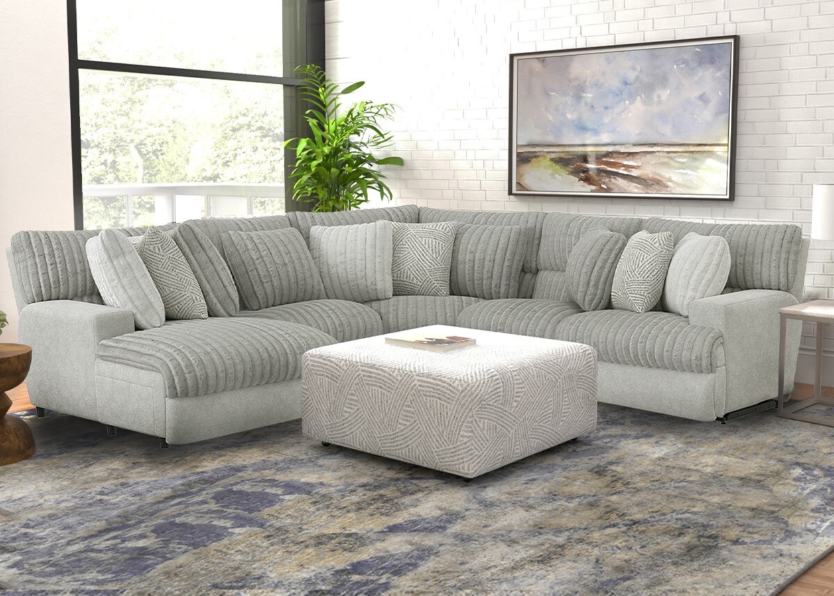 Kayen 5 Pc. Power Reclining Sectional W/ 2 Armless Chairs & Chaise (Reverse)