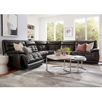 Pacific Heights Black Leather 5 Pc. Power Reclining Sectional W/ Power Headrests By Drew & Jonathan