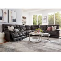 Pacific Heights Black Leather 6 Pc. Power Reclining Sectional W/ Power Headrests By Drew & Jonathan