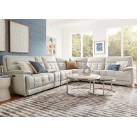 Pacific Heights Gray Leather 6 Pc. Power Reclining Sectional W/ Power Headrests & 2 Armless Chairs By Drew & Jonathan