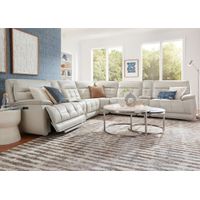 Pacific Heights Gray Leather 7 Pc. Power Reclining Sectional W/ Power Headrests By Drew & Jonathan