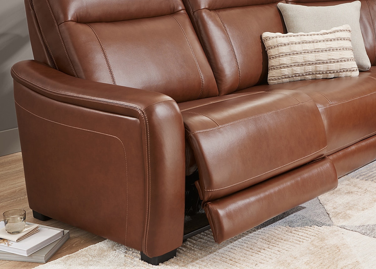 Newport Brown Leather 5 Pc. Power Reclining Sectional W/ Power Headrests & 2 Armless Chairs By Drew & Jonathan