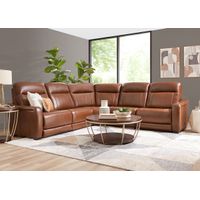 Newport Brown Leather 5 Pc. Power Reclining Sectional W/ Power Headrests By Drew & Jonathan
